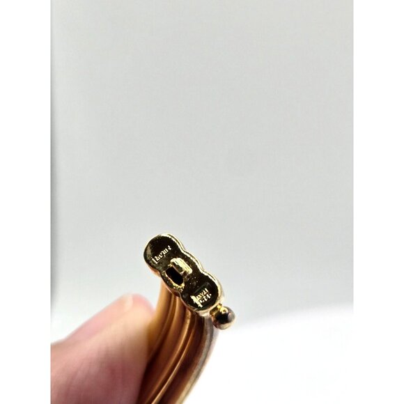 Vintage Milor Signed Sterling Gold Leaf Italian Hinged Bracelet with Safety - Picture 7 of 11